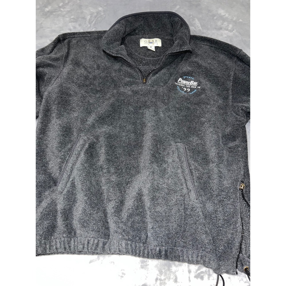 Vintage Gear For Sports PowerBar 1999 Fleece Quarter Zip Gray Pullover Mens M